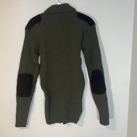 Rothco Military Commando Sweater Men’s L Green Rib Knit Shoulder Elbow Patches - Picture 5 of 7